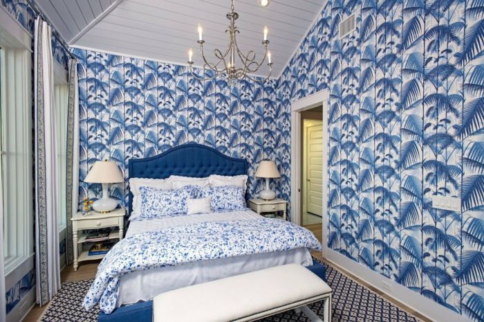 pulbere dormitor perete de culoare albastru-modern pereți pictate