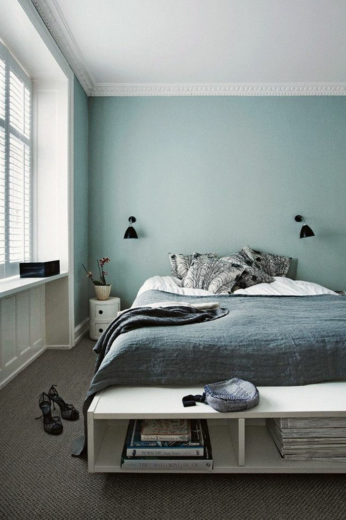 spálne stenové konštrukcie spálňami-podčiarknutie-nápady-Mint Color