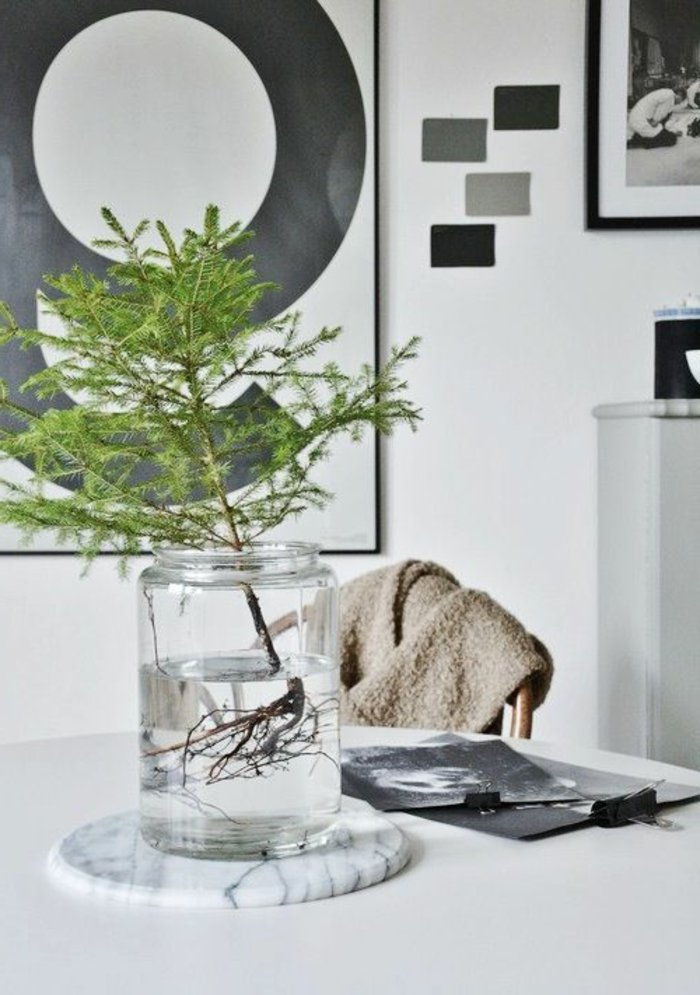 masă de Crăciun simple, ramuri de decorare-Jar-arin