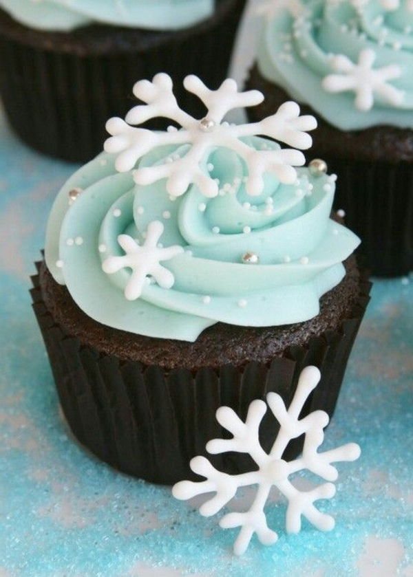 --schmackhafte cupcakes-för-jul-Bake snöflingor