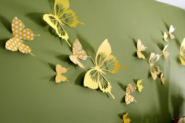 drugeliai-deco-geltona-popieriaus modeliai