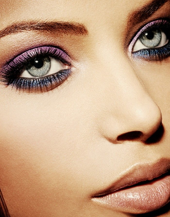 make-up punte-eye-esotico-look-grazie-make-up idea ombretto viola-rosa e blu