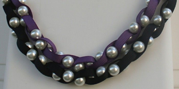 Schmuck-self-šitý Silber-perla-in-čierno-fialové sfarbené