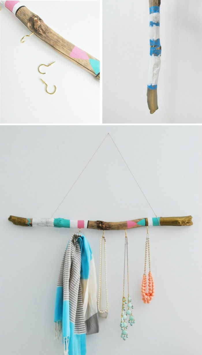 kedjestativ, halsband, trä, färg, tråd, halsduk, krokbultar
