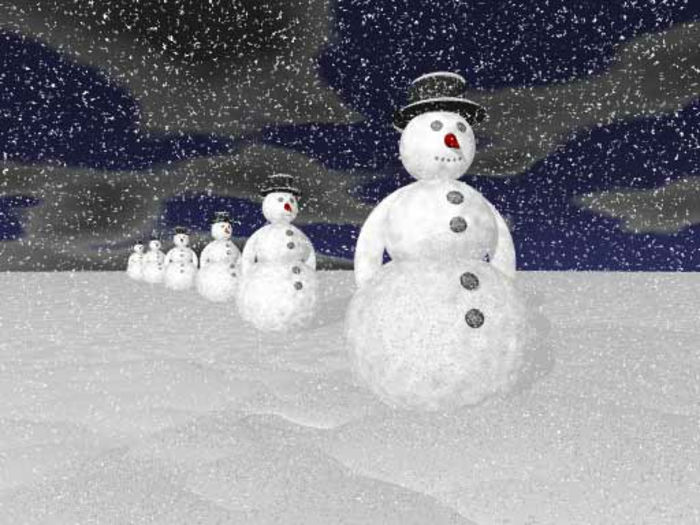 snømann-bygger 3D illustrasjon-en-hel-familien