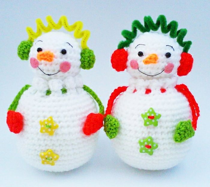 snögubbe-crochet-färgad-färgad