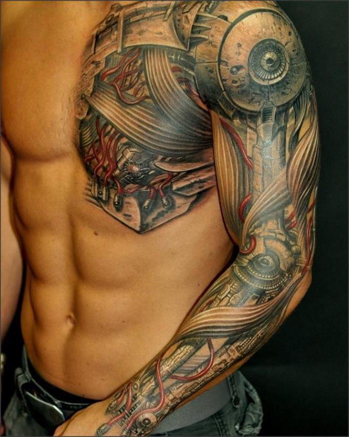 moški za tetoviranje, tatoo s strojnimi deli