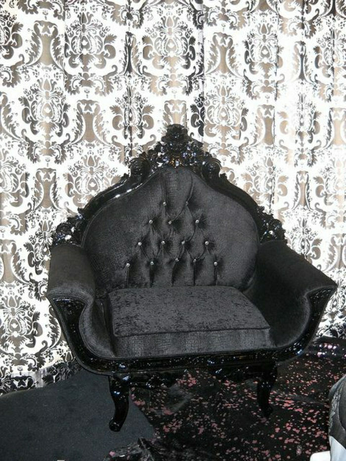 svart og hvit barokk utforming tapet Kaiser stol