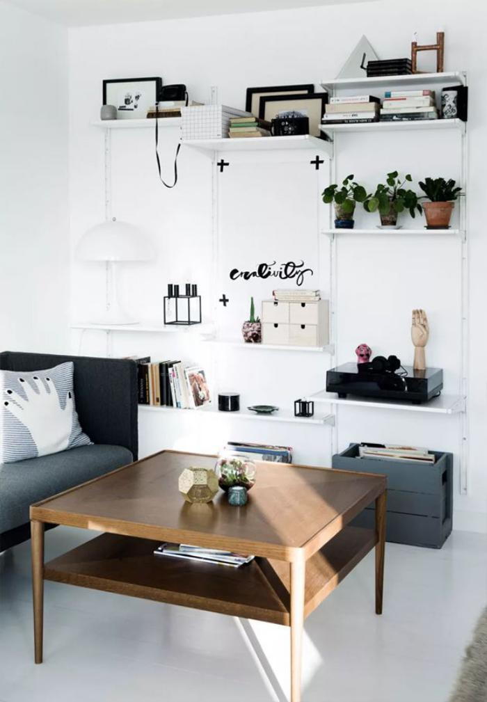 svart-vit-inredning enkel modell soffbord soffbord