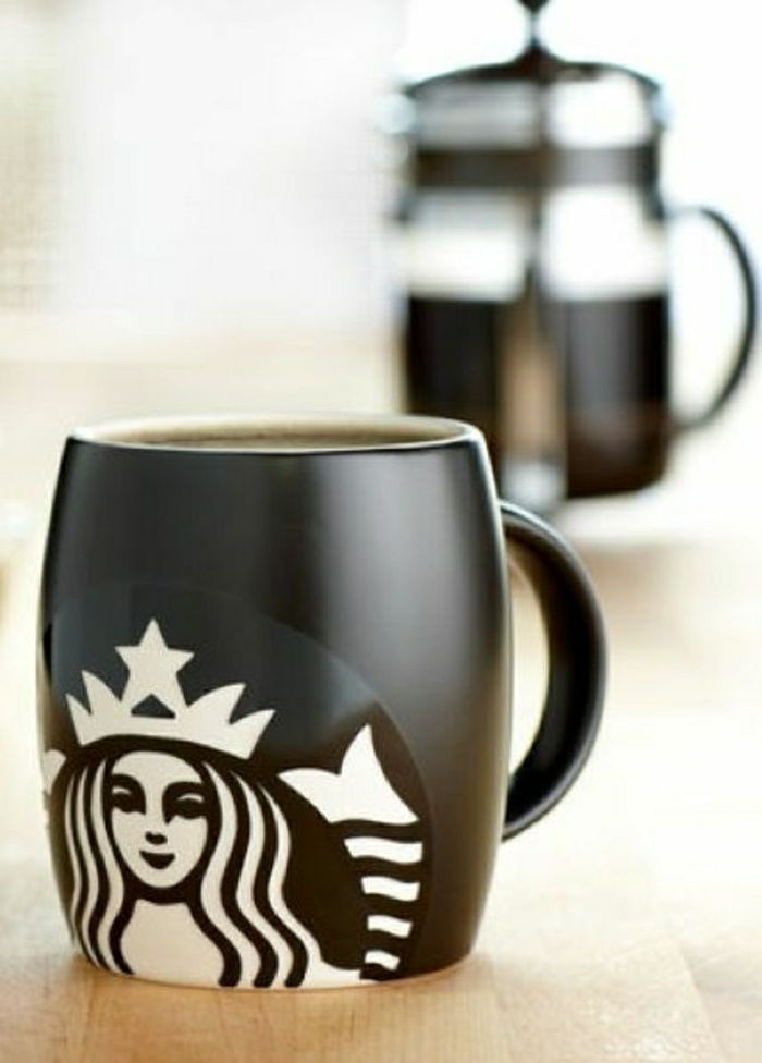 ceașcă de cafea neagră desen alb Starbucks