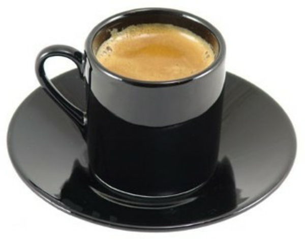 tazza di caffè espresso nero-sfondo bianco