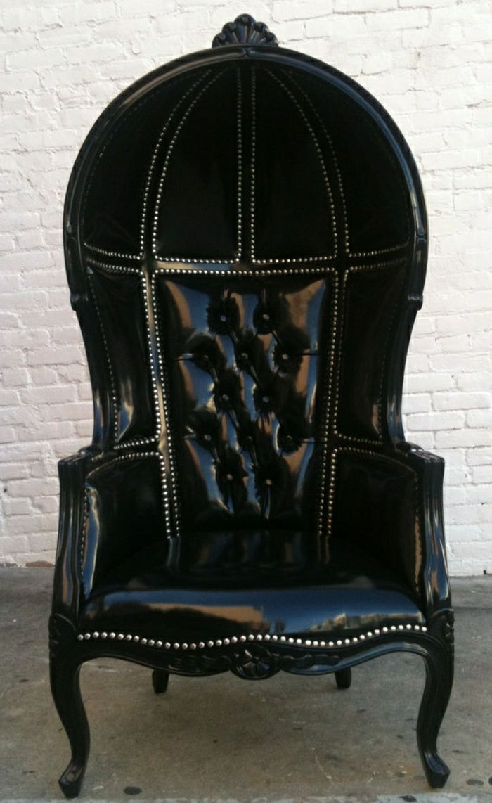svart stol läder barockstil