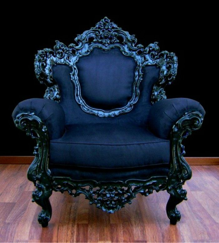 Mėlyna kėdė plush baroko stiliaus italų dizainas