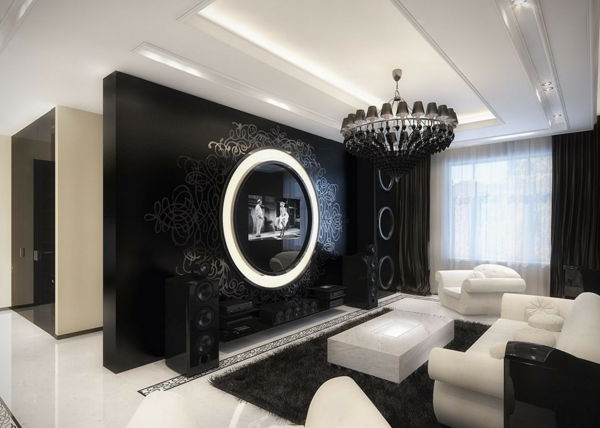 svart lysekrone-i-luksus-stue