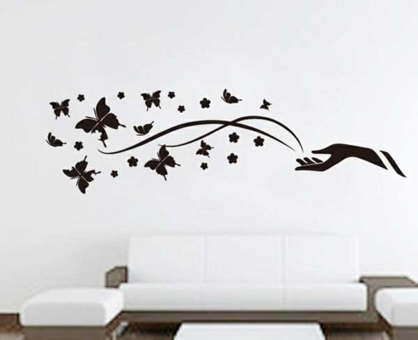 Design-negru fluture-simplu-frumos-perete
