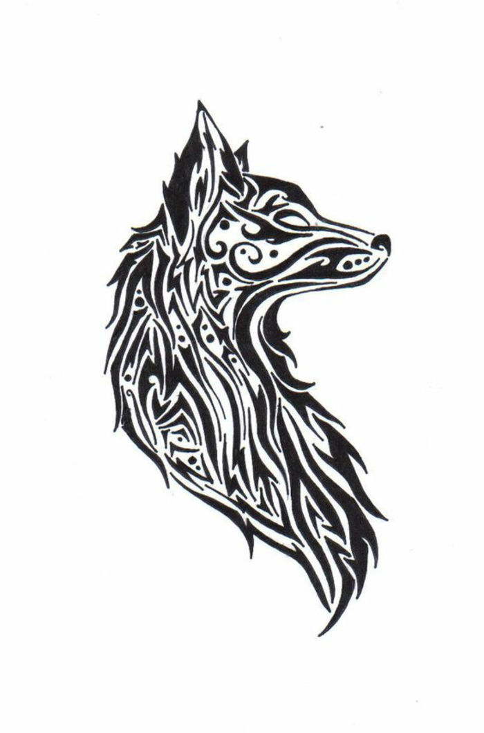 lupul tribal - un lup frumos și basm - un exemplu de tatuaj de lup
