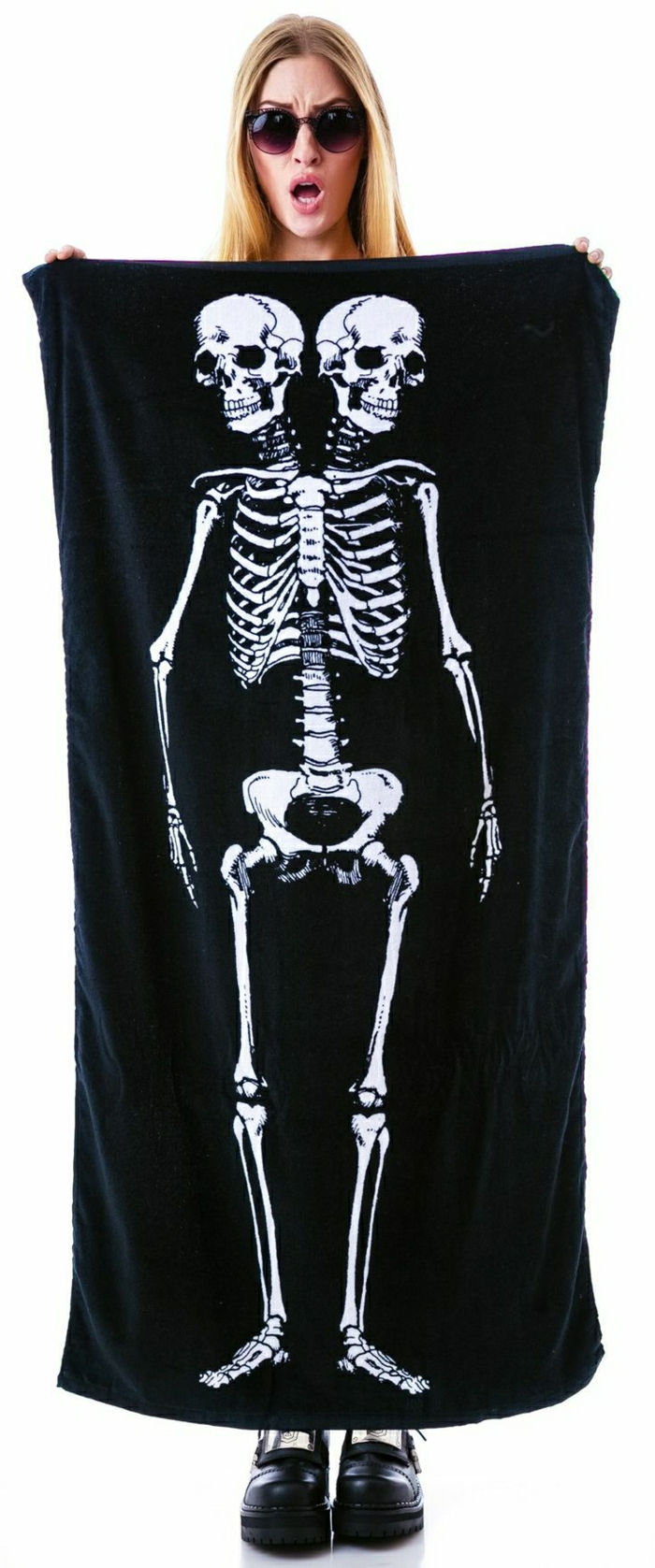 Svart tyg Baden-beach-skelett mönster