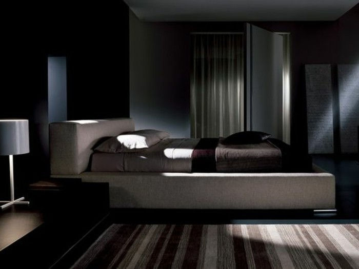 Siyah-tasarım-of-the döşemeli yataklı yatak ile kutu-şık-iç-yatak odalarında