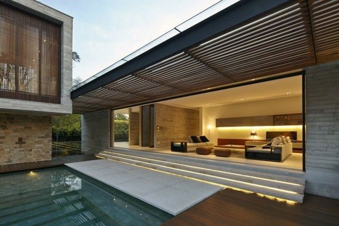 pool-drevo pergola-moderný dizajn