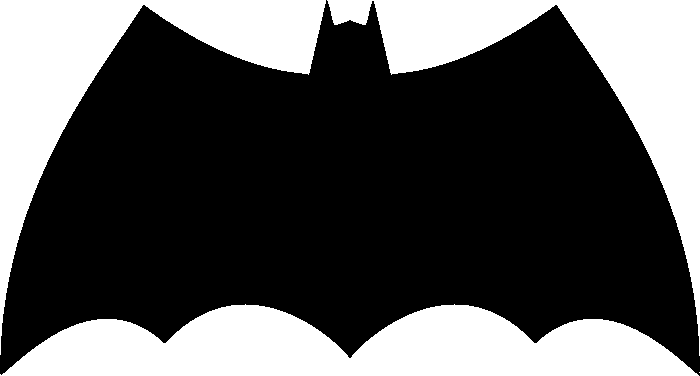 logo pre batman, ktorý vyzerá ako čierny letový netopier s čiernymi krídlami