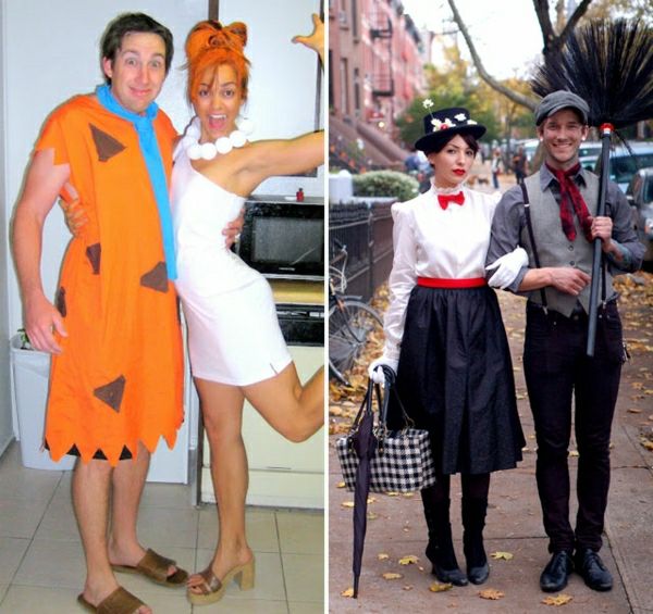 domáci kostýmy pár Flintstones Mary Poppins