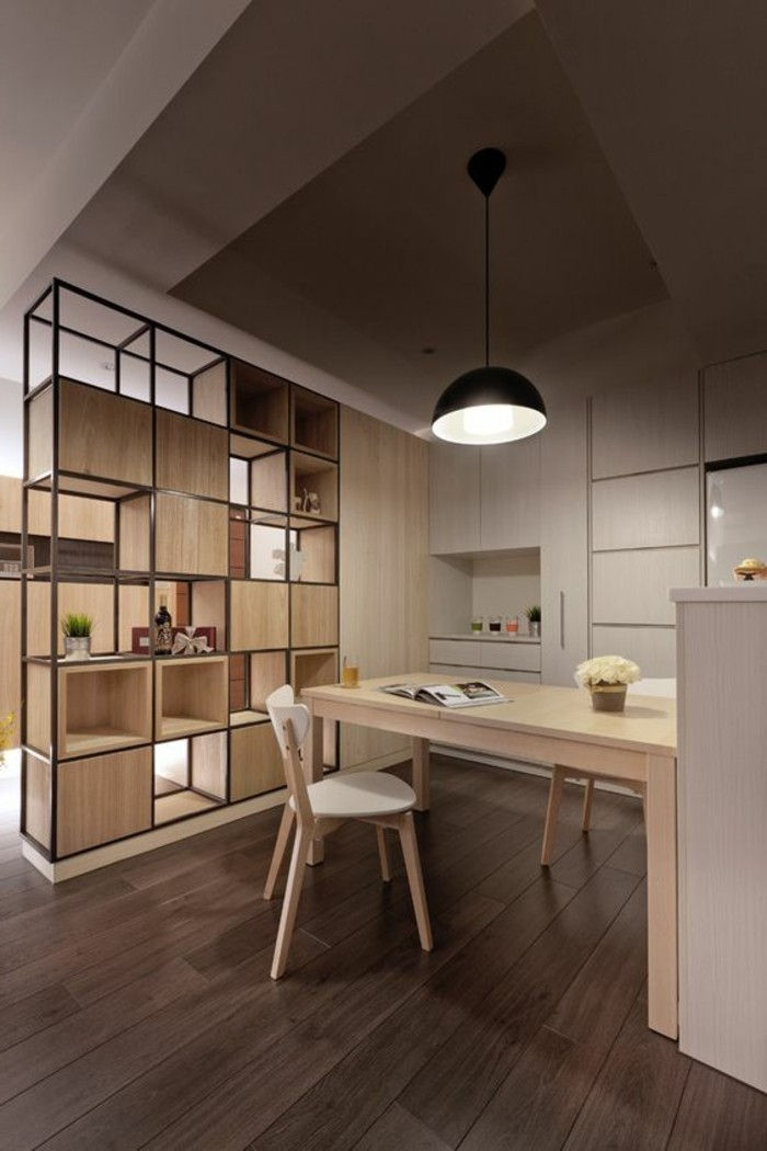-rummet-shelf-space Trenner-dining room-partitionen-shelf-rumsavdelare-hyllor-trägolv-matrum-indirekt-ljus separat