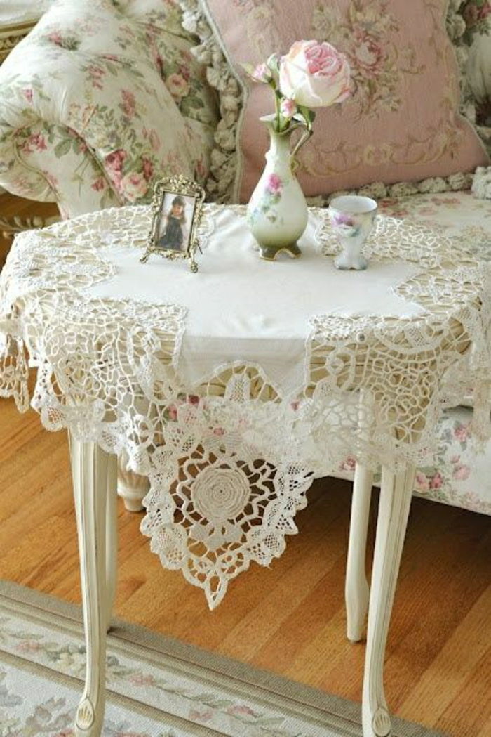 shabby-chic innredning Duk Sengetøy Broderi Rose