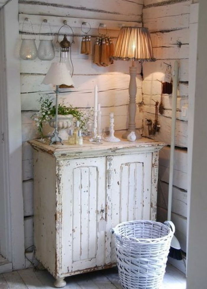 ošumělý-chic tapety zaujímavé White-small cabinet