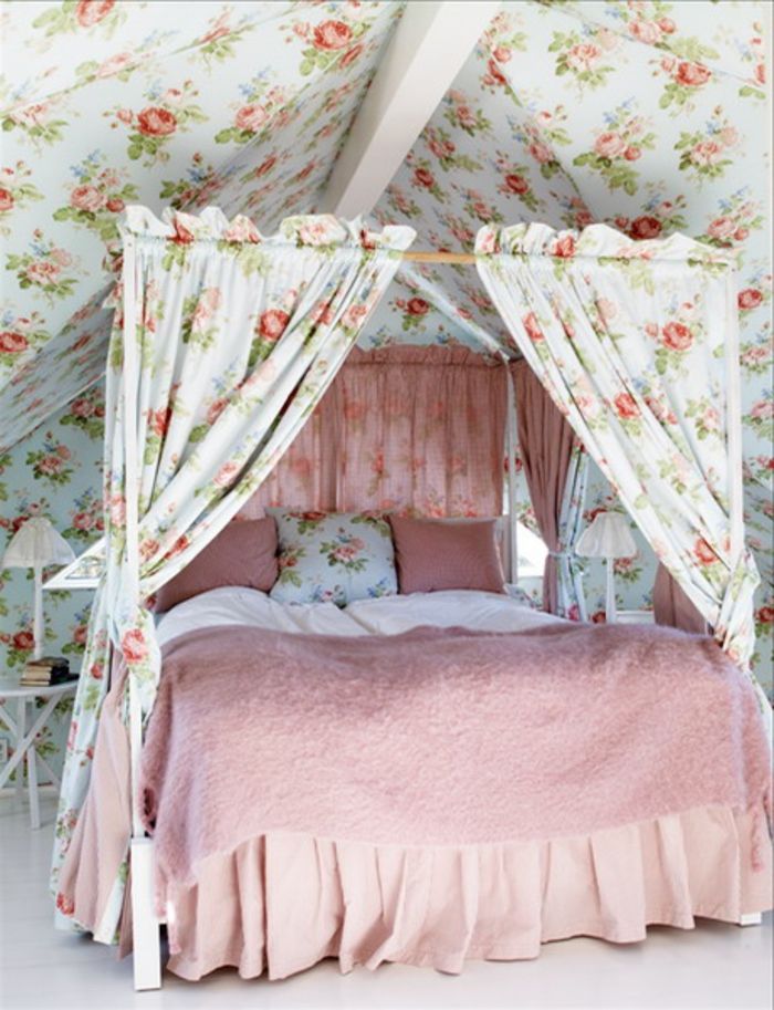 gasto-chique wallpaper róseo-camas-modelo