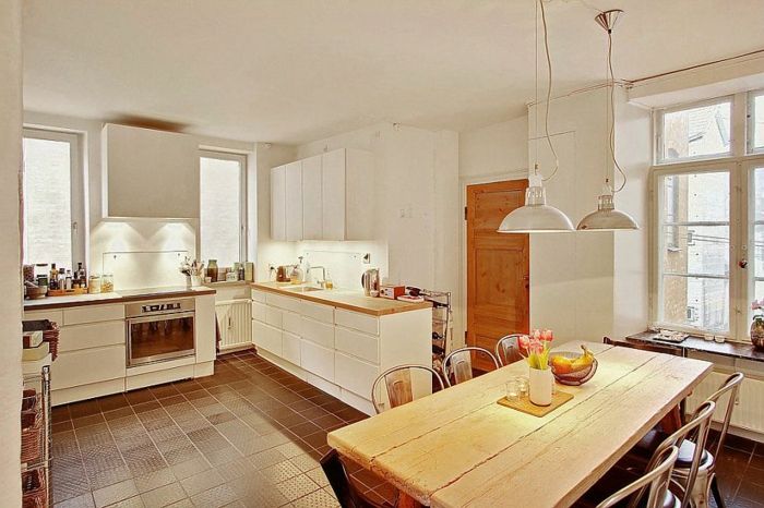 Skandinavijos rinkinys-modernus-virtuvė-medžio lentelė