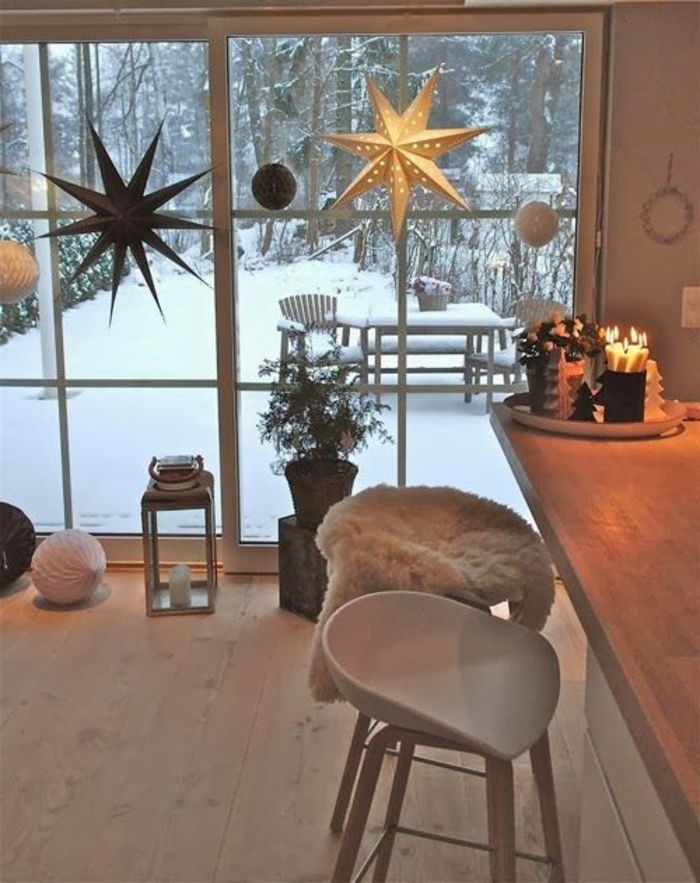 Škandinávske interiéry Winter ozdobného snehové vločky, na okno