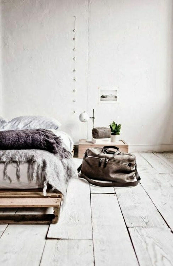 Skandinavijos interjero minimalistinio euro padėklai lova sau-kad-violetinė-pilka-antklodė odinis dėklas