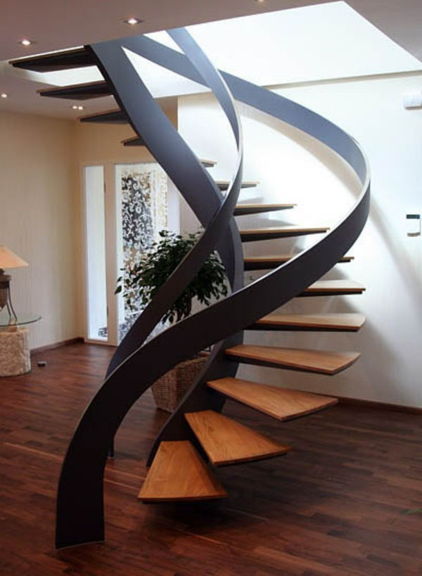 escada de madeira - aço - flutuante e espiral