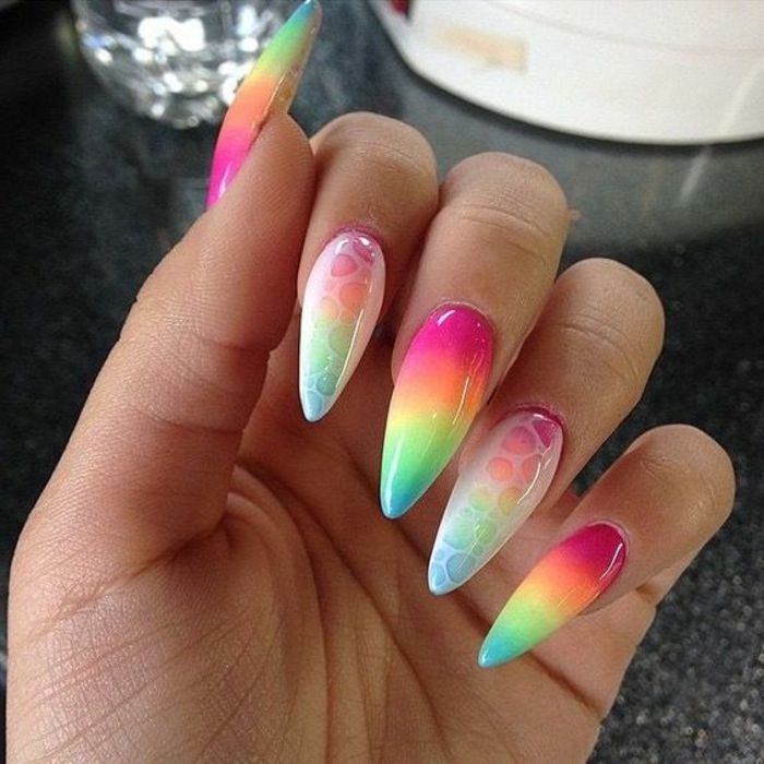 french nails round ideas arcobaleno colorato design colorato colori sulle unghie bella forma gel unghie dipingere