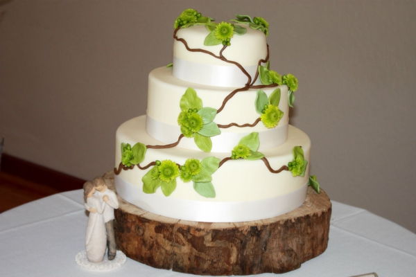 firande för träbröllop - paj i vitt och grönt