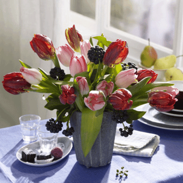 fikirler-lale-cut-çiçek-yay-soğan bitkisi mor-masa örtüsü