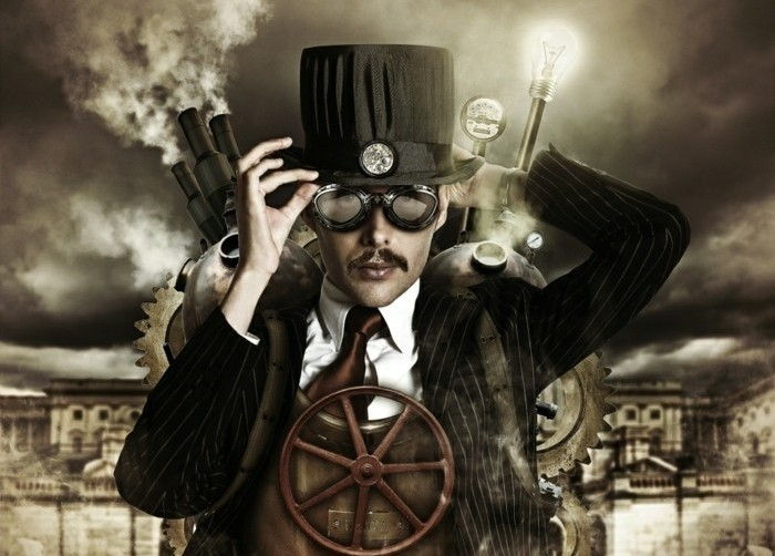 steampunk-clothes-para-homens-steampunk-óculos-steampunk-casaco e gravata