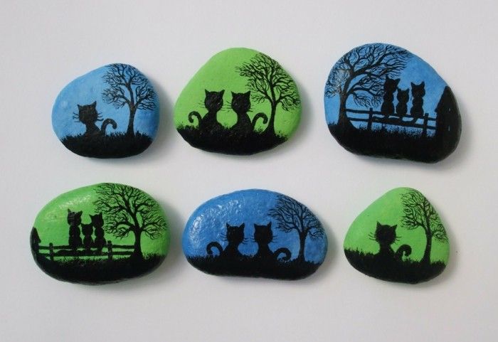 pintura pedras pintadas de preto-gato-on-stones-