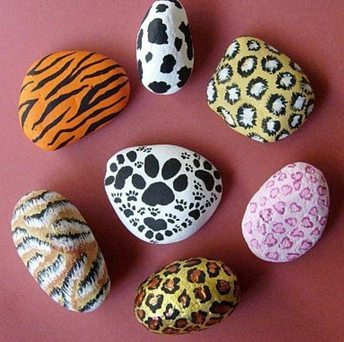 kameňa maľovanie kamene-s-štylizované-voľne žijúce živočíchy-motívov