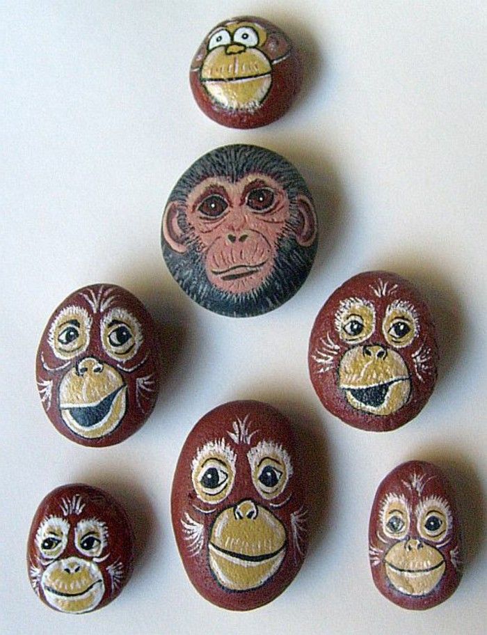 dažai akmens dažymo-crazy-beždžionės-On-Stones