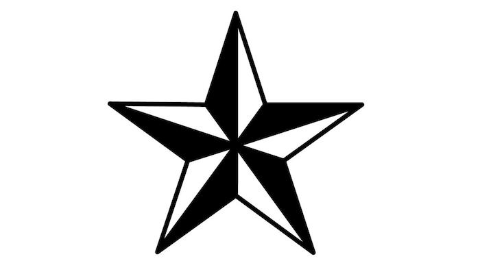 idee voor een zwarte grote tattoo met een zwarte grote ster - tattoo ster