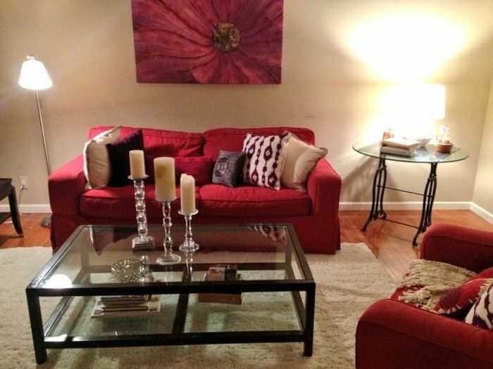 stilig enhet Mural med blomster Imaging fine møbler stol sofa rød