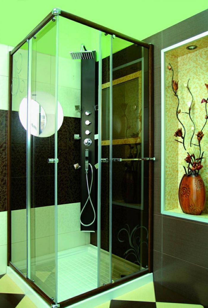 stylowe kabiny prysznicowe-zielonym kocem Sztuczne kwiaty