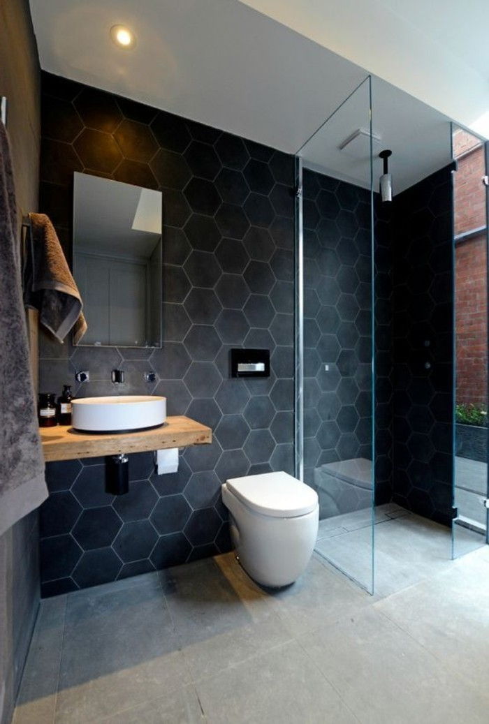 Şık-banyo-tasarım-siyah-kare duvar karoları