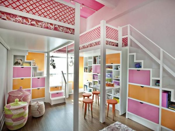 poschodová posteľ-design-nápady-farebné-einrichtung.-in-škôlke
