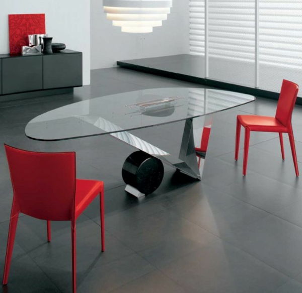super-moderný dizajn sklenený stôl oválny