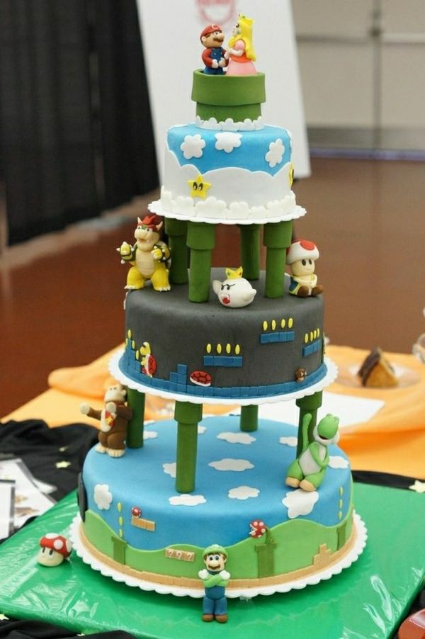 super-veľký-koláče-zdobiť - Birthday Party-deti-pra-koláče-order-Super-Mario znaky