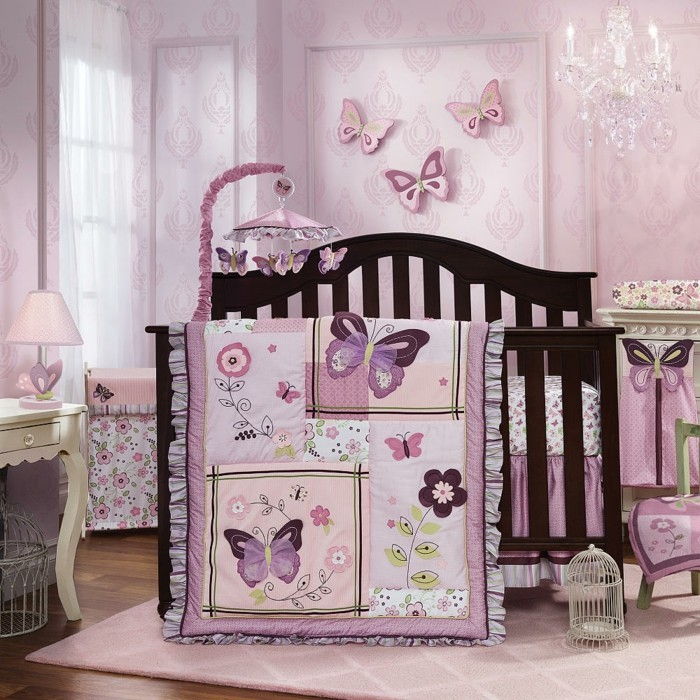 super puikus dizainas-of-medienos-lovelė-rožinis-sienos-in-babyroom