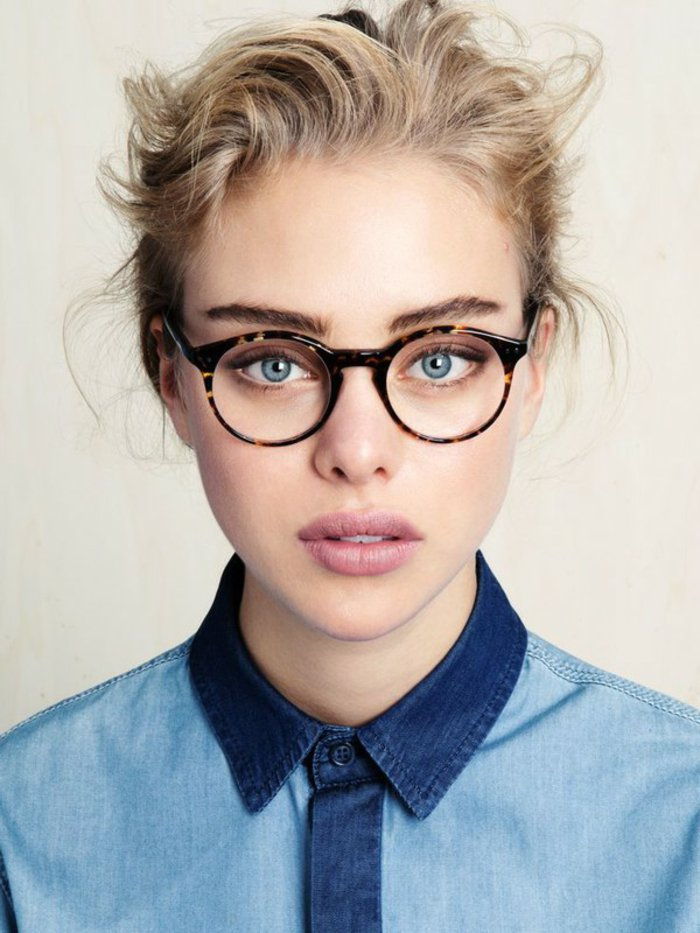 Dekleta hipster pogled oblika simpatična hornbrille-round