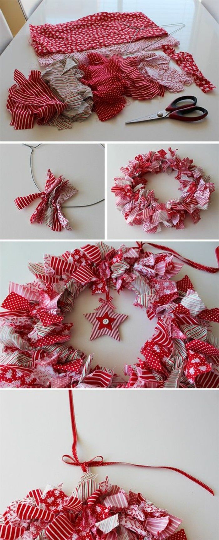 tuerkraenze-vianočné-of-materiálu ako bielo-červené nožnice-Star-slučka